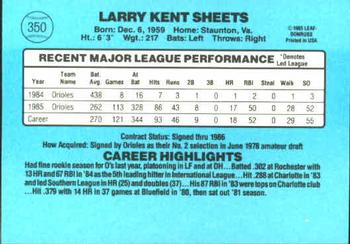 1986 Donruss #350 Larry Sheets Back