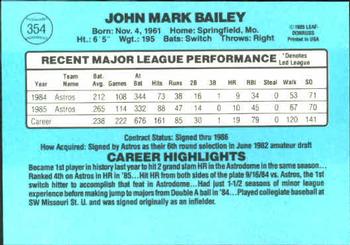 1986 Donruss #354 Mark Bailey Back