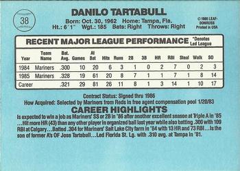 1986 Donruss #38 Danny Tartabull Back