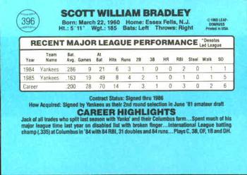 1986 Donruss #396 Scott Bradley Back