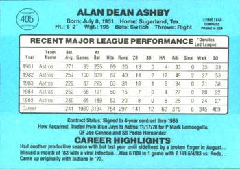 1986 Donruss #405 Alan Ashby Back