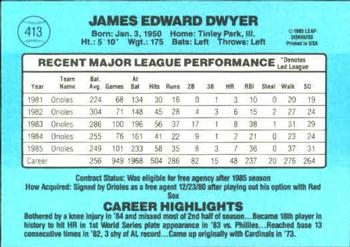 1986 Donruss #413 Jim Dwyer Back
