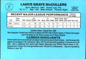 1987 Bohemian Hearth Bread San Diego Padres - [Base] #41 - Lance McCullers  [Good to VG-EX]