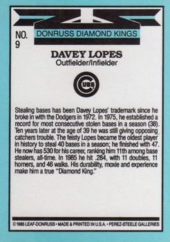1986 Donruss #9 Davey Lopes Back