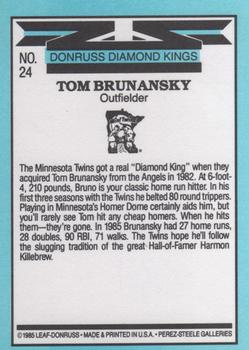 1986 Donruss #24 Tom Brunansky Back