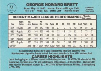 1986 Donruss #53 George Brett Back