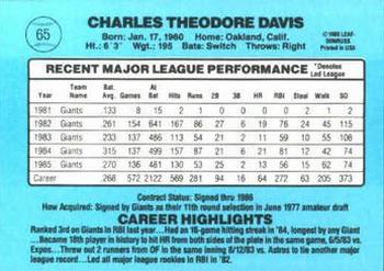 1986 Donruss #65 Chili Davis Back