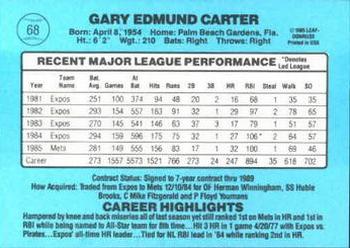 1986 Donruss #68 Gary Carter Back