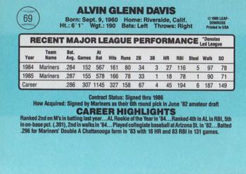 1986 Donruss #69 Alvin Davis Back