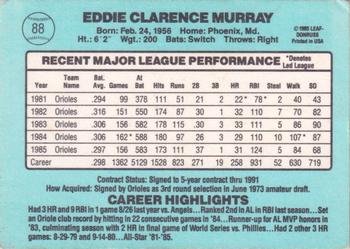 1986 Donruss #88 Eddie Murray Back
