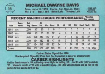 1986 Donruss #96 Mike Davis Back