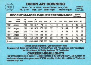 1986 Donruss #108 Brian Downing Back