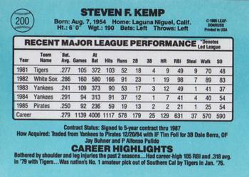 1986 Donruss #200 Steve Kemp Back