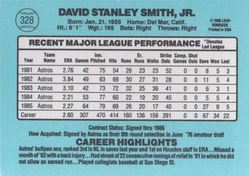 1986 Donruss #328 Dave Smith Back