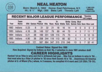 1986 Donruss #338 Neal Heaton Back