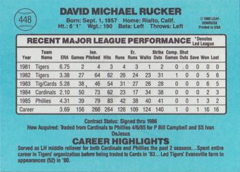 1986 Donruss #448 Dave Rucker Back