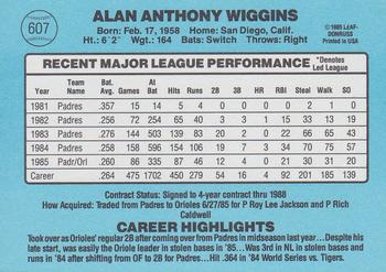 1986 Donruss #607 Alan Wiggins Back
