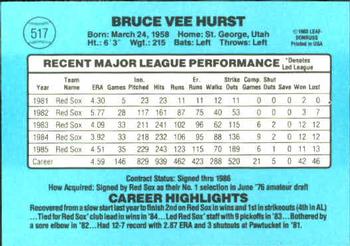 1986 Donruss #517 Bruce Hurst Back
