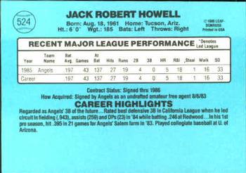 1986 Donruss #524 Jack Howell Back
