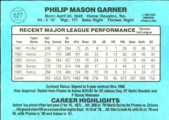 1986 Donruss #527 Phil Garner Back