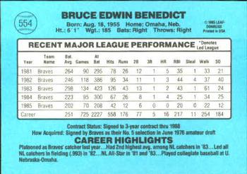 1986 Donruss #554 Bruce Benedict Back
