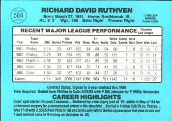 1986 Donruss #564 Dick Ruthven Back