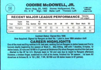 1986 Donruss #56 Oddibe McDowell Back