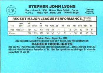 1986 Donruss #579 Steve Lyons Back