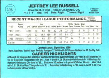 1986 Donruss #586 Jeff Russell Back