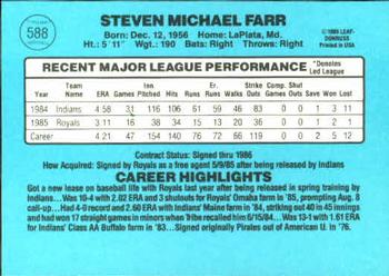 1986 Donruss #588 Steve Farr Back