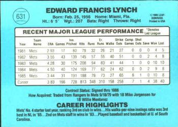 1986 Donruss #631 Ed Lynch Back