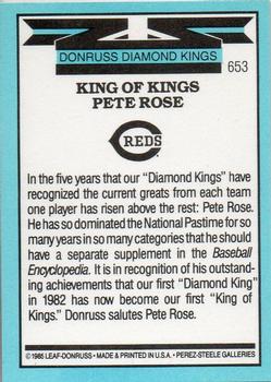 1986 Donruss #653 Pete Rose Back