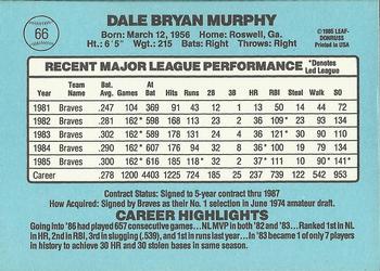 1986 Donruss #66 Dale Murphy Back