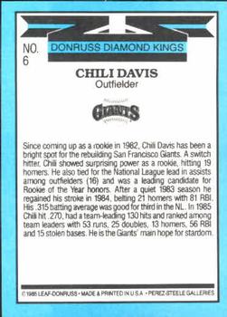 1986 Donruss #6 Chili Davis Back