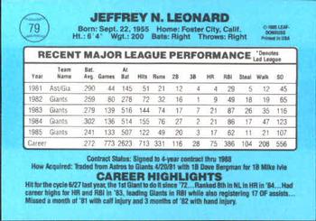 1986 Donruss #79 Jeff Leonard Back