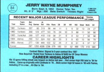 1986 Donruss #84 Jerry Mumphrey Back