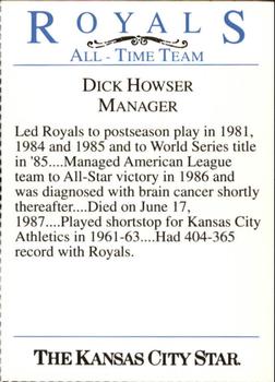 1993 Kansas City Star Royals All-Time Team #NNO Dick Howser Back
