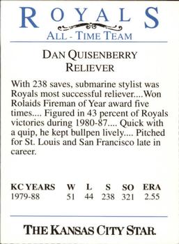 1993 Kansas City Star Royals All-Time Team #NNO Dan Quisenberry Back