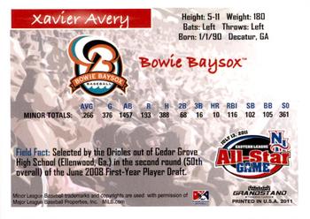 2011 Grandstand Eastern League All-Stars Western Division #NNO Xavier Avery Back