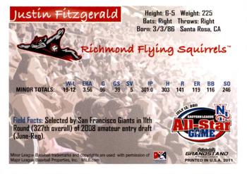 2011 Grandstand Eastern League All-Stars Western Division #NNO Justin Fitzgerald Back