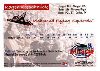 2011 Grandstand Eastern League All-Stars Western Division #NNO Roger Kieschnick Back