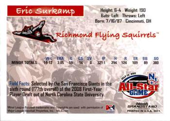2011 Grandstand Eastern League All-Stars Western Division #NNO Eric Surkamp Back