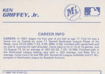 1988 Star Silver #2 Ken Griffey, Jr. Back