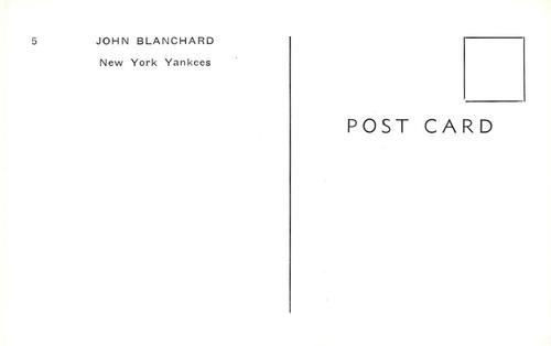 1965 Jay Publishing New York Yankees Postcards #5 John Blanchard Back