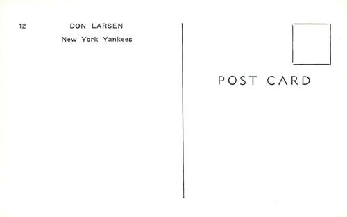 1965 Jay Publishing New York Yankees Postcards #12 Don Larsen Back