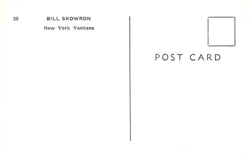 1965 Jay Publishing New York Yankees Postcards #20 Bill Skowron Back