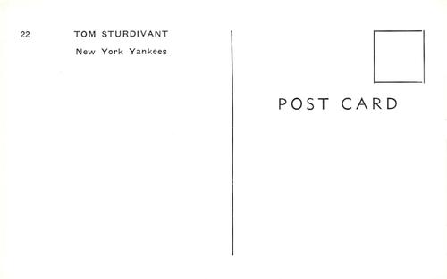 1965 Jay Publishing New York Yankees Postcards #22 Tom Sturdivant Back
