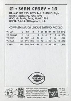 2000 Hasbro Starting Lineup Cards Classic Doubles #NNO Sean Casey Back