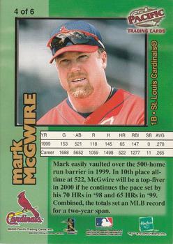 2000 Hasbro/Pacific Starting Lineup Cards Elite #4 Mark McGwire Back