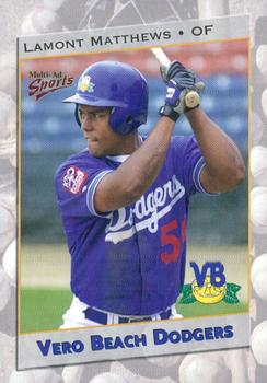 2001 Multi-Ad Vero Beach Dodgers #27 Lamont Matthews Front